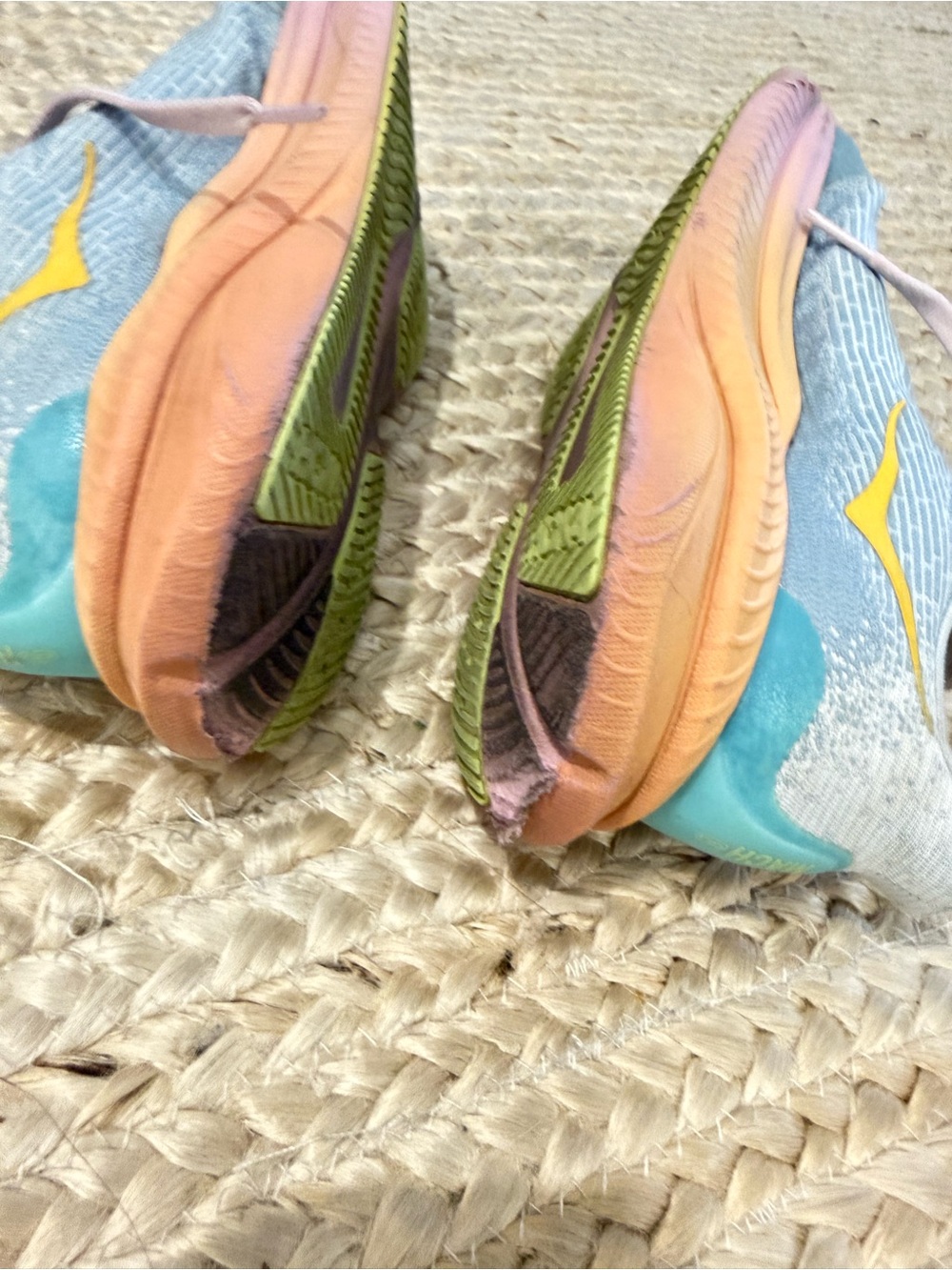 Hoka Kids Pastel Multicolor Sneakers - Pink, Peach, Aqua, Yellow size 4 - Picture 8 of 14